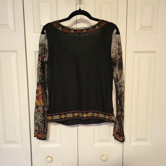 American Eagle Outfitters, S | Embroidered Double Lined Blouse Sheer Sleeves - Picture 2 of 7